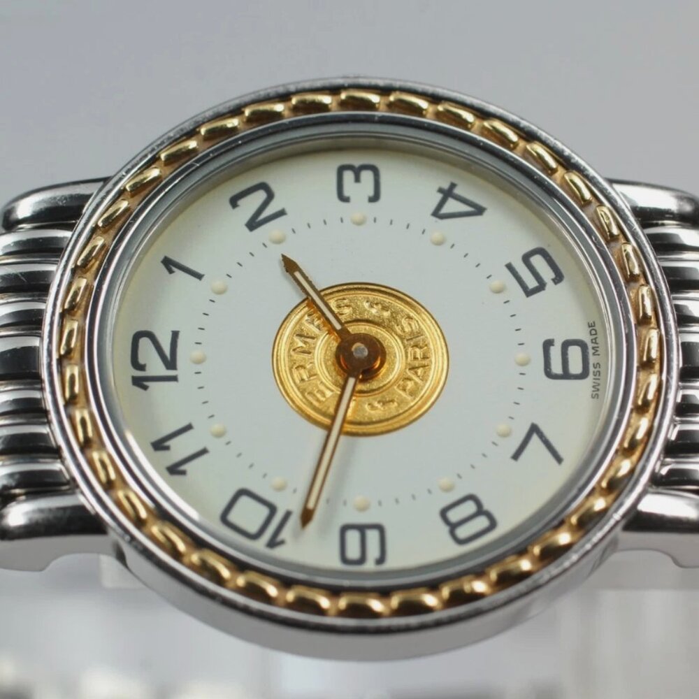 MINT Vintage HERMES Gold Paris 24mm White Dial Qz Women's Watch - Picture 8 of 8